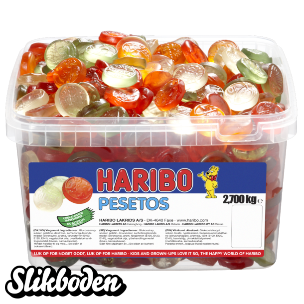 Haribo pesetos 2,7 kg ca. 650 stk.