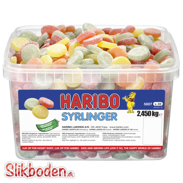 Haribo syrlinger 2,45 kg. ca. 765 stk