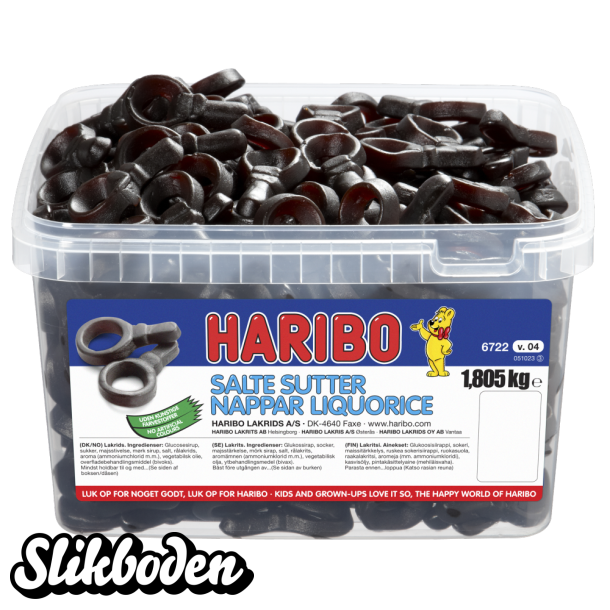 Haribo salte sutter 1,805 kg. ca. 515 stk