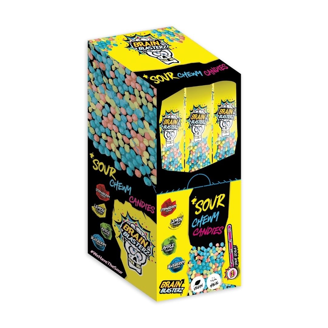BB Sour Chewy Candy 12 x 60 g BØRNESLIK Slikboden ApS