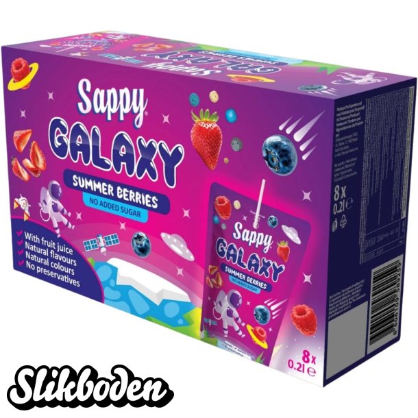 Sappy Galaxy 6 x 200 ml. uden tilsat sukker