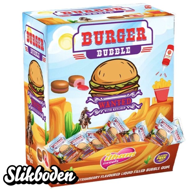 Burger Bubblegum Strawberry 200 stk. Glutenfri