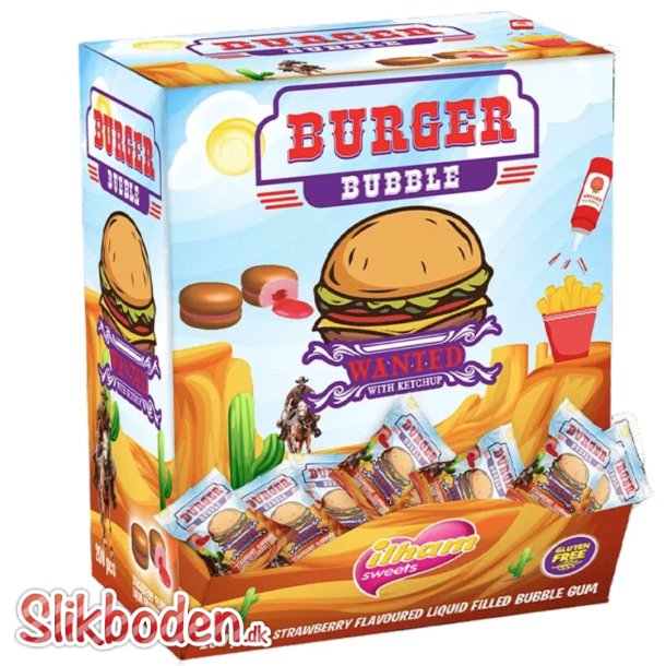 Burger Bubblegum Strawberry 200 stk. Glutenfri