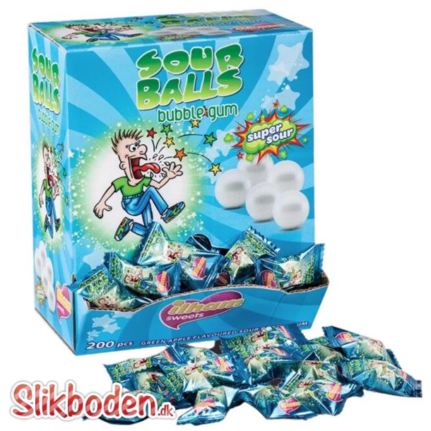 Sour Balls Bubblegum Green Apple  200 stk.
