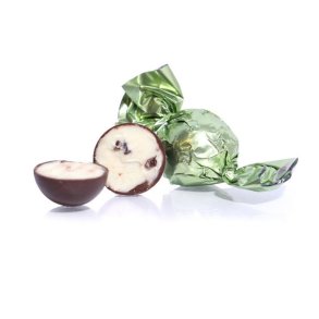 Fyldt Cocoture chokoladekugle m�rk chokolade med sour cherry  Pastelgr�n 1 kg