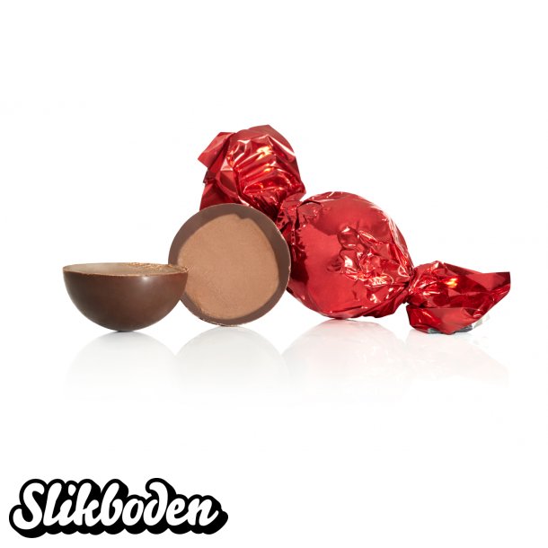 Fyldte chokoladekugler, R�d 1 kg. M�rk chokolade med macadamia