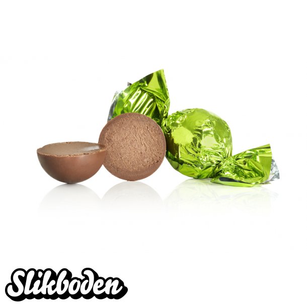Fyldte chokoladekugle,lysgr�n 1 kg. Fl�dechokolade med lakrids