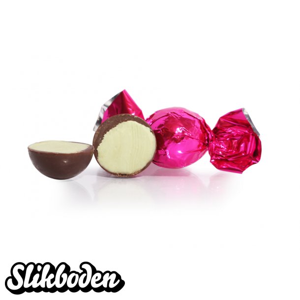 Fyldte chokoladekugler, Pink 1 kg. m�rk chokolade m. Pistacie