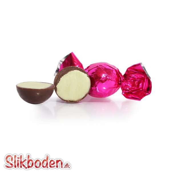 Fyldte chokoladekugler, Pink 1 kg. mrk chokolade m. Pistacie