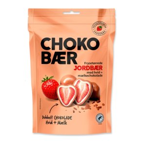 Chokob�r Jordb�r hvid chokolade og m�lkechokolade 1 x 90 g