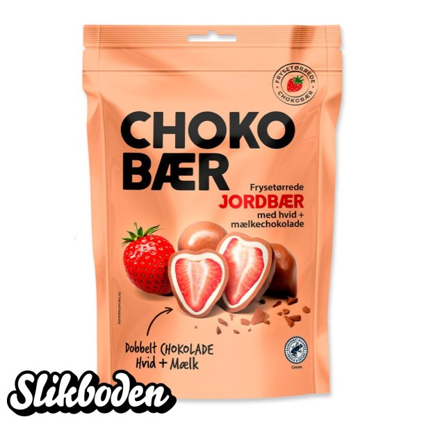 Chokob�r Jordb�r hvid chokolade og m�lkechokolade 1 x 90 g
