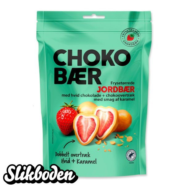 Chokob�r Jordb�r hvid chokolade og karamelsmag 1 x 90 g