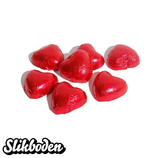 M�rk chokolade hjerte, kakao fyldning i r�d folie 1 kg