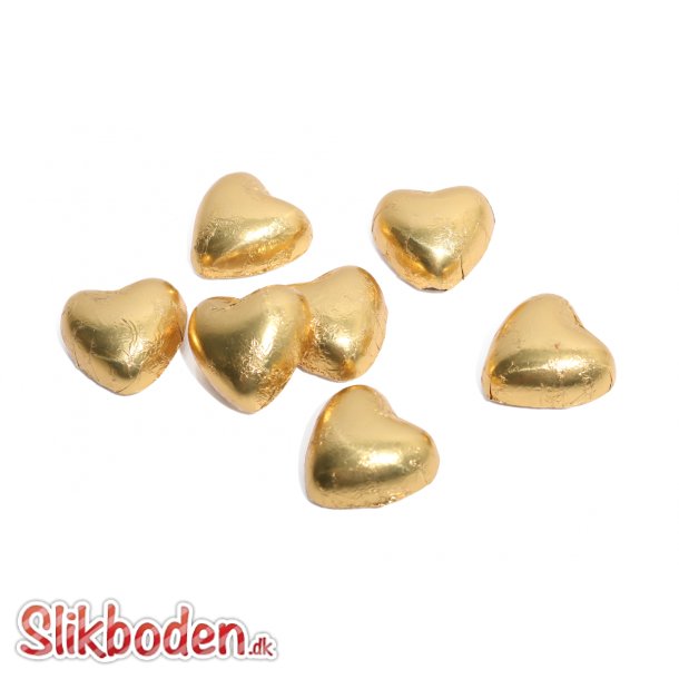 Fldechokolade hjerte i guld folie 1 kg.