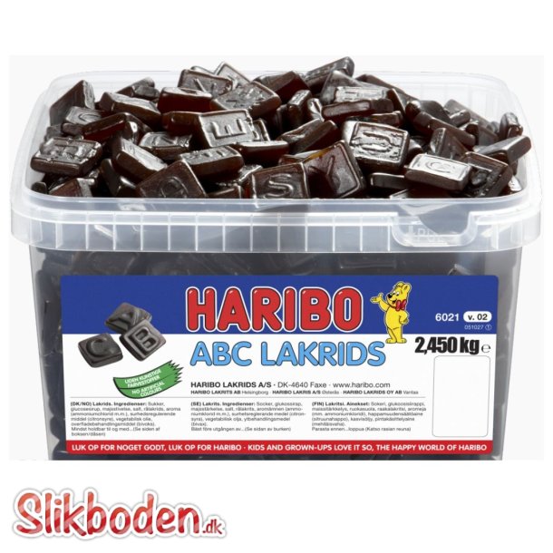 Haribo ABC lakrids 2,45 kg. ca. 700 stk