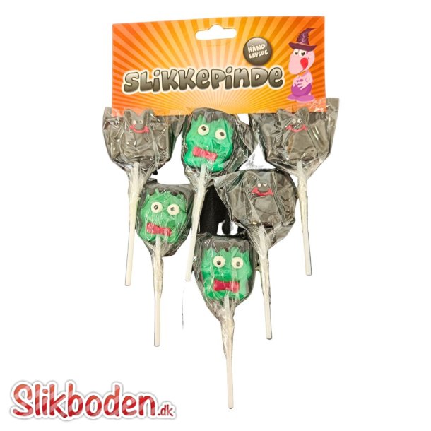 Halloween Slikkepinde 6 stk. Grn/Sort