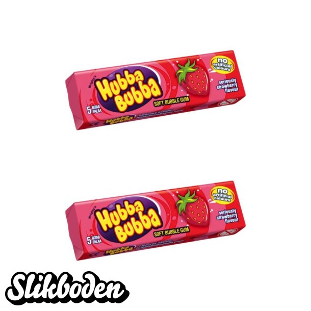 Hubba Bubba Seriously Strawberry Gum 5 stk 20 pk.