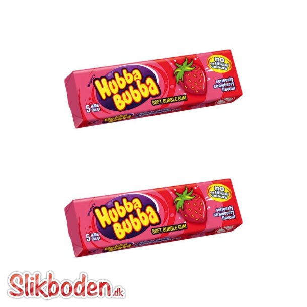 Hubba Bubba Seriously Strawberry Gum 5 stk 20 pk.