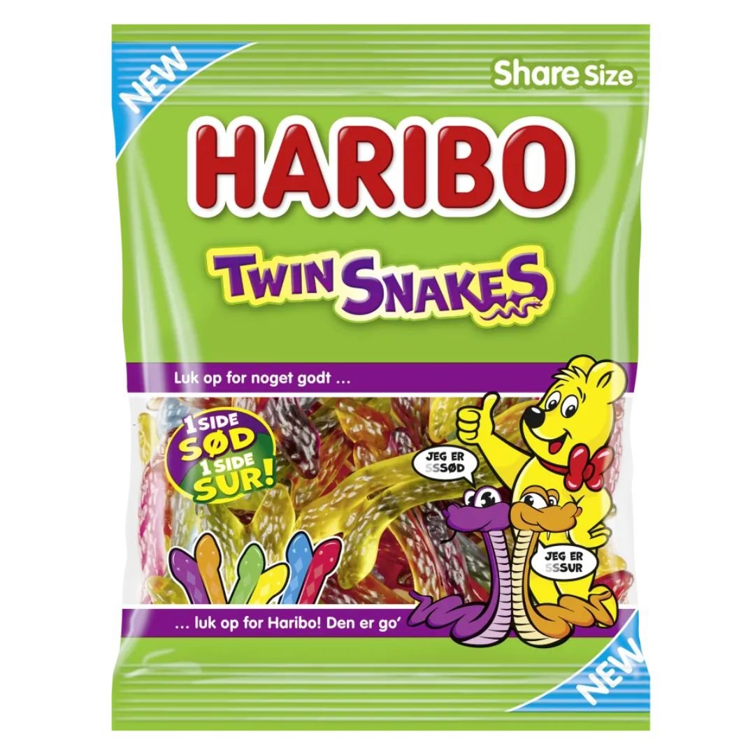 Haribo Twin Snakes 1 x 120 g - SLIKPOSER - Slikboden ApS